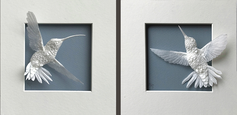 Detail of 'Hummingbirds' by Cheong-ah Hwang